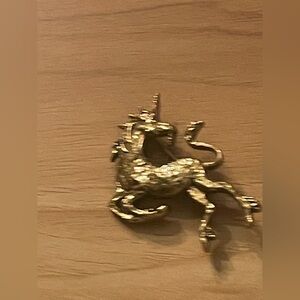Alva Gold Tone Unicorn Brooch